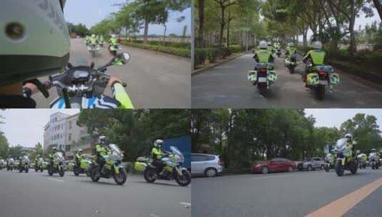 广东巡逻骑警视频摩托车队警察形象高清在线视频素材下载