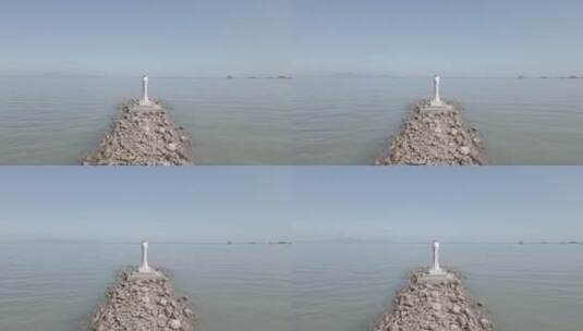 珠海海上灯塔4K航拍原素材高清在线视频素材下载