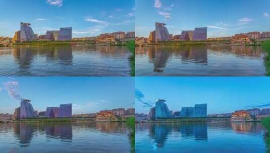 宣传片延时拍摄西安曲江池遗址公园视频素材高清在线视频素材下载
