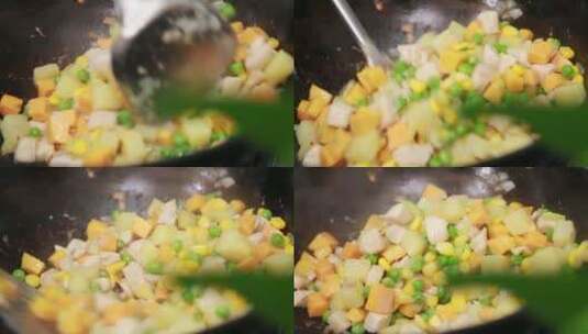 清水焯时蔬蔬菜丁高清在线视频素材下载