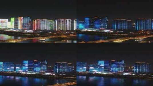 湖南长沙城市夜景灯光竖屏航拍高清在线视频素材下载