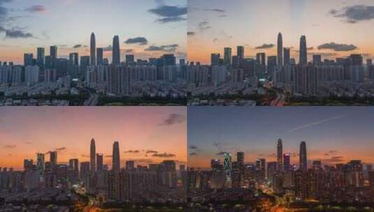 深圳市中心日转夜延时摄影高清在线视频素材下载