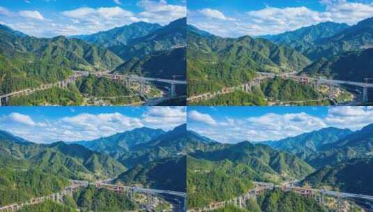 航拍延时建设施工中的重庆城开高速高架桥高清在线视频素材下载
