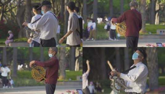 公园里放风筝的老人高清在线视频素材下载