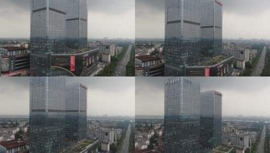 湖南湘潭中心地标建筑航拍高清在线视频素材下载