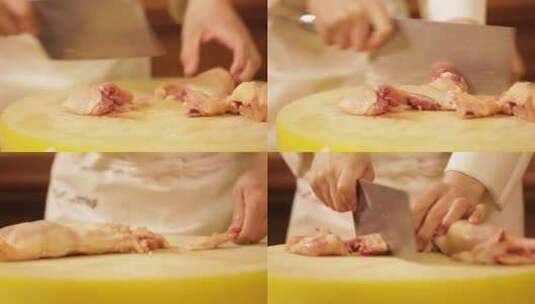 【镜头合集】大厨切鸡腿肉拆整鸡高清在线视频素材下载