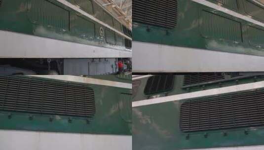 绿皮火车车厢车皮车头复古老火车高清在线视频素材下载