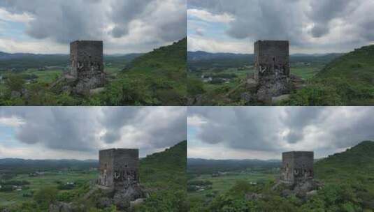 航拍鹿寨中渡古战场古碉堡高清在线视频素材下载