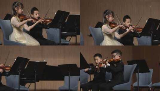 儿童拉小提琴音乐会高清在线视频素材下载