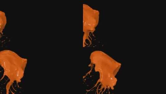 橙色一片液体颜料泼洒下落高清在线视频素材下载