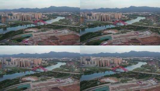 江西省赣州市新世纪大桥航拍城市风光高清在线视频素材下载