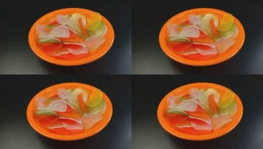 小吃彩色虾片高清在线视频素材下载