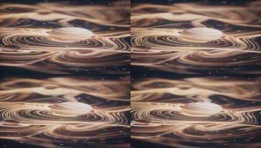 抽象流动曲线与星球3D渲染高清在线视频素材下载