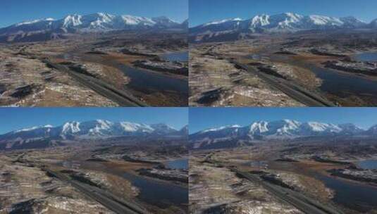 新疆公格尔九别峰雪山中巴公路高清在线视频素材下载