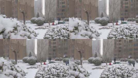 小区居民区大雪雪景高清在线视频素材下载