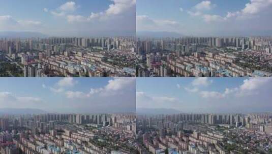 陕西汉中城市空镜右横移前进高清在线视频素材下载