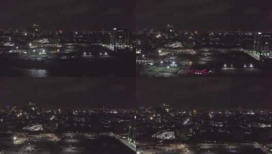 无人机拍摄夜间的城市景观高清在线视频素材下载
