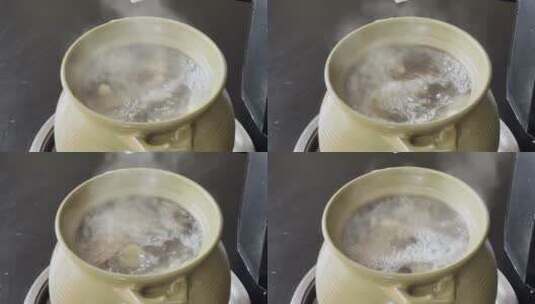 沸腾的中式美食瓦罐鸡高清在线视频素材下载