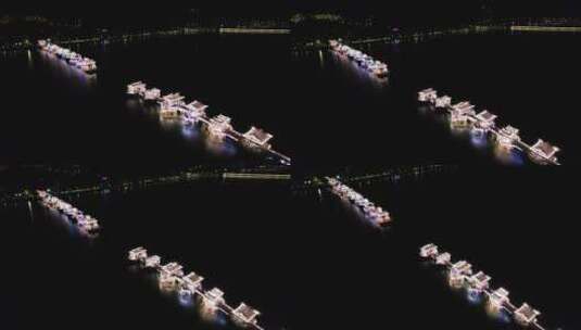 夜晚的潮州广济桥航拍高清在线视频素材下载