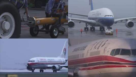 民航客机出港滑行A380 南航 东航 飞机起飞高清在线视频素材下载