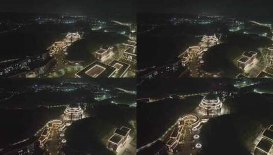 深圳光明校区中山大学夜景航拍学校建筑风光高清在线视频素材下载