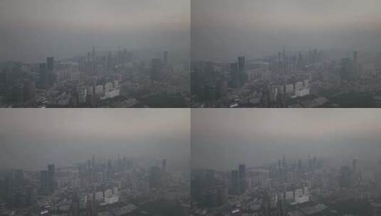 深圳南山区雾霾天航拍高清在线视频素材下载