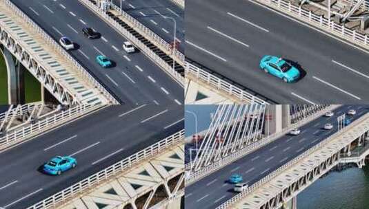 南昌出租车朝阳大桥航拍高清在线视频素材下载