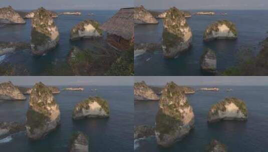 HDR印尼佩尼达岛悬崖树屋航拍自然风光高清在线视频素材下载