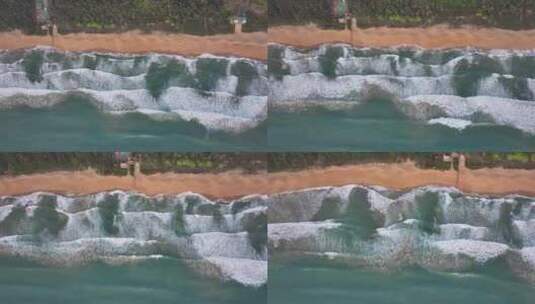 俯拍海滩海浪高清在线视频素材下载