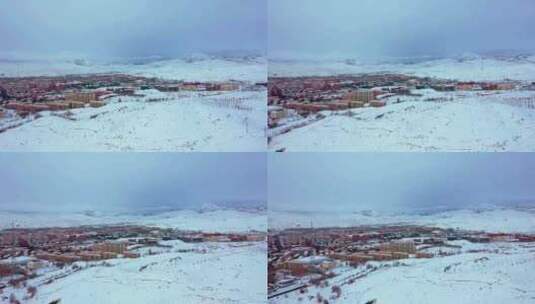 阿勒泰市 城市航拍4k 新疆 冬季高清在线视频素材下载