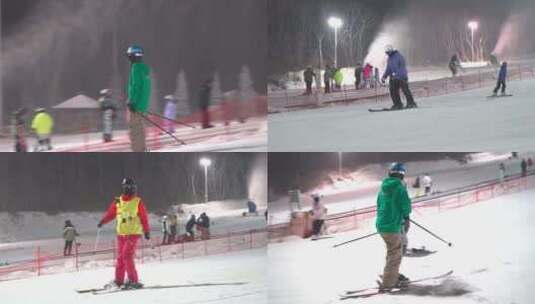 滑雪场 滑雪人群 雪上运动 单板双板高清在线视频素材下载