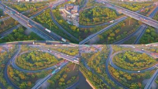杭州钱塘新区绕城高速下沙立交桥延时风景视高清在线视频素材下载