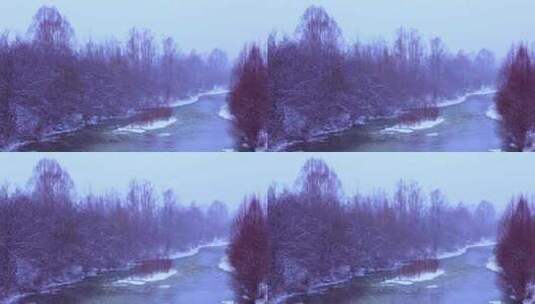 下雪天的小河高清在线视频素材下载