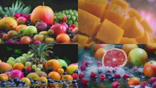 各种新鲜水果慢镜头特写唯美素材原创高清在线视频素材下载