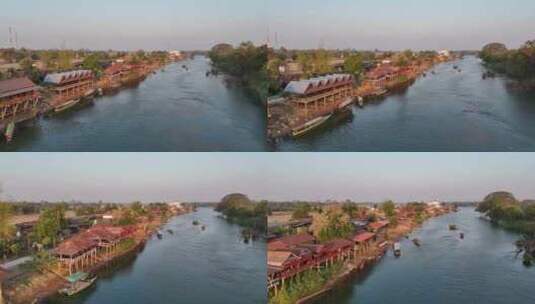 老挝四千美岛湄公河畔风光高清在线视频素材下载