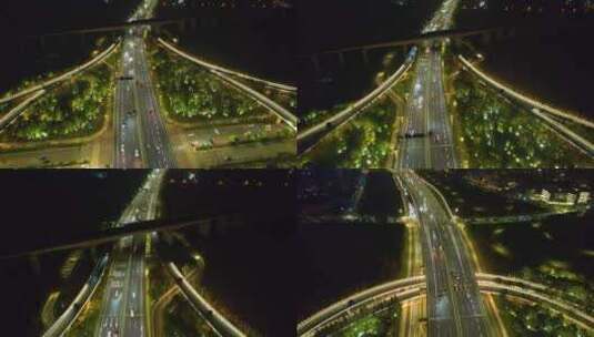 杭州萧山区市心北路立交桥夜景视频素材高清在线视频素材下载