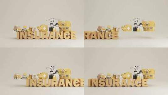 保险公司完整保险理念的三维渲染图高清在线视频素材下载