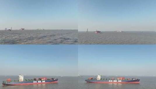 港口航拍 HMM货轮高清在线视频素材下载