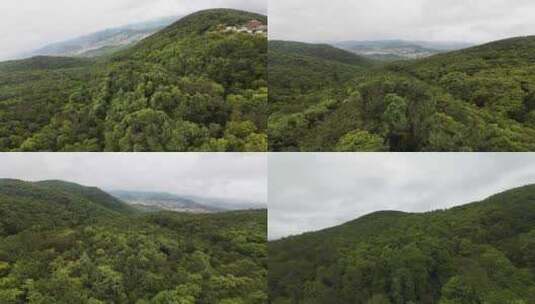 穿越机森林飞行第一视角飞越山峰阴天FPV高清在线视频素材下载