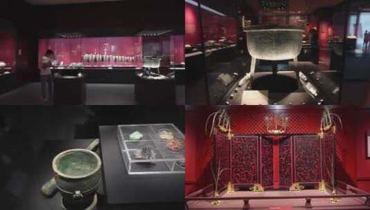 广州秦汉考古成果展青铜器文物展高清在线视频素材下载