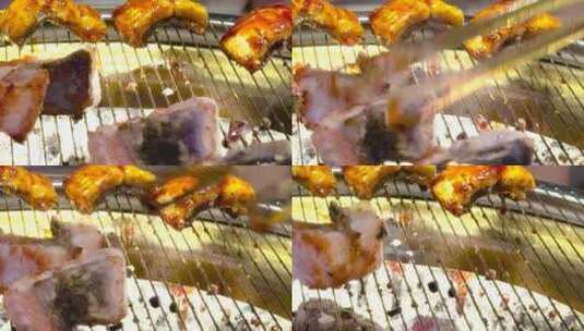 炭火烤鱼 烤鳗鱼 蜜汁烤鳗鱼 8857高清在线视频素材下载
