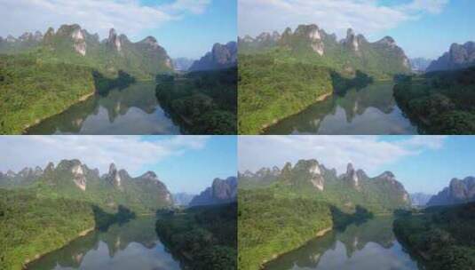 桂林市漓江风景区4k航拍桂林下龙风光高清在线视频素材下载