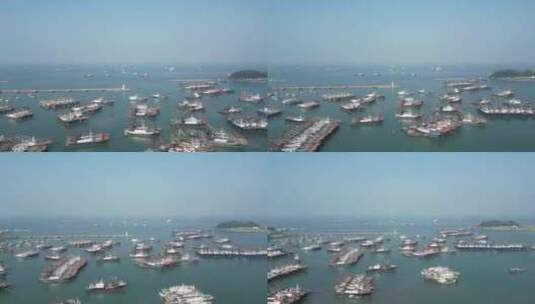 航拍大海港湾渔港高清在线视频素材下载