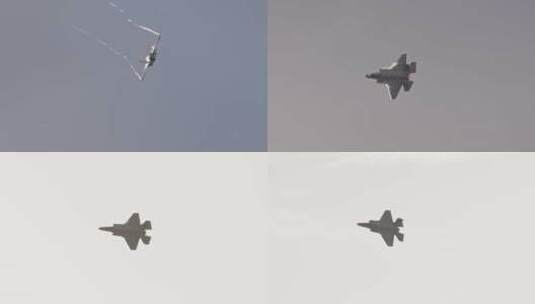 军用喷气式飞机在空中飞行时产生轨迹高清在线视频素材下载