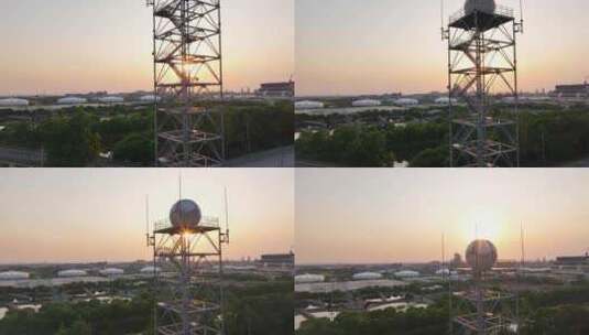 夕阳下的多普勒雷达塔高清在线视频素材下载
