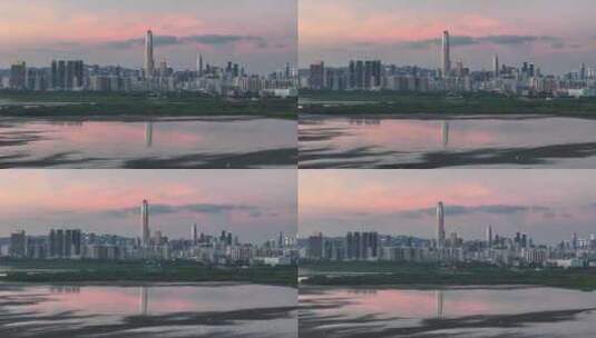 深圳福田中心区城市风光航拍高清在线视频素材下载