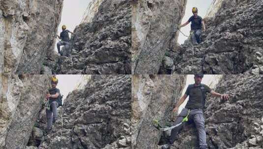 意大利格里涅塔山落基山徒步旅行者-跟踪高清在线视频素材下载