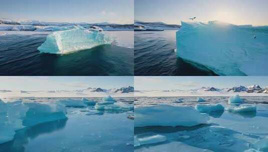 冰山浮动 海洋辽阔 北极景色 白雪苍茫高清在线视频素材下载