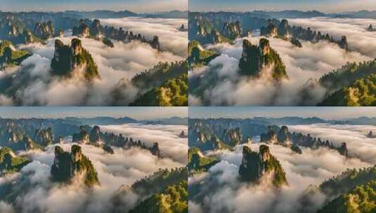 山峦云海自然风光全景高清在线视频素材下载