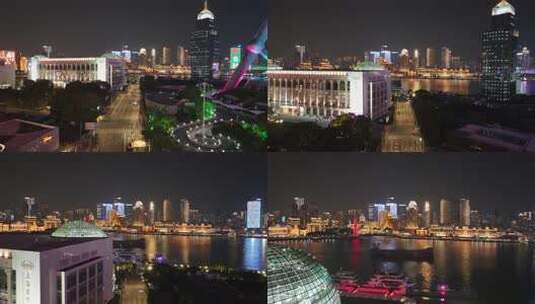 上海陆家嘴夜景航拍高清在线视频素材下载